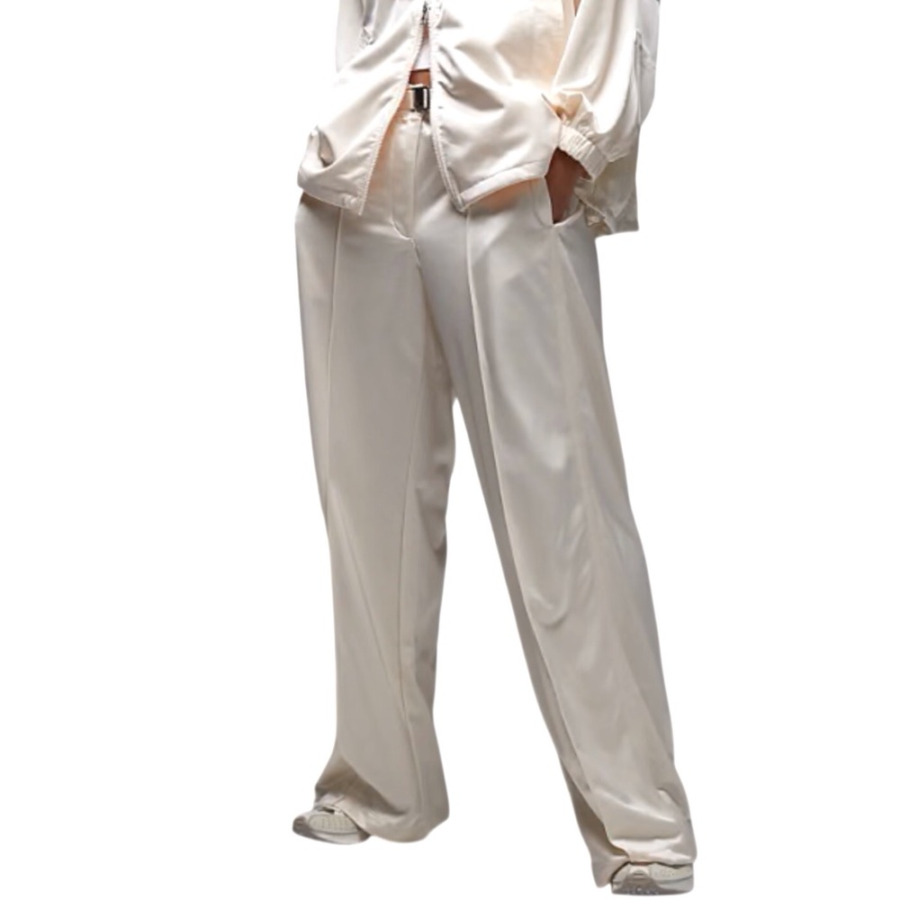 Nike Belted Pintuck Warmup Pants Athleisure Streetwear Cream Color Size XXL